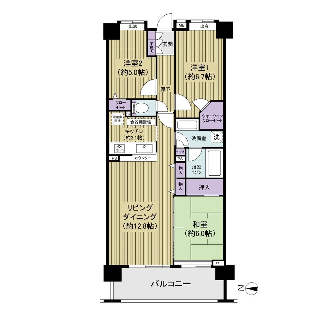 Floor plan. 3LDK, Price 17.8 million yen, Footprint 72.9 sq m , Balcony area 9.94 sq m