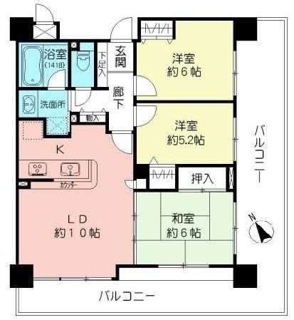 Floor plan. 3LDK, Price 18.5 million yen, Footprint 67.3 sq m , Balcony area 30.88 sq m