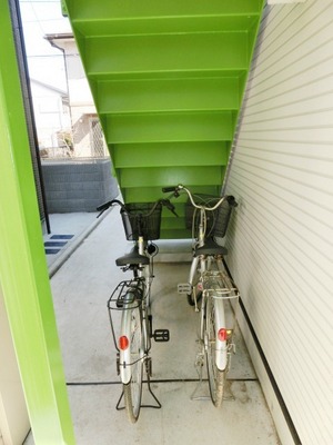 Parking lot. Bicycle parking space.