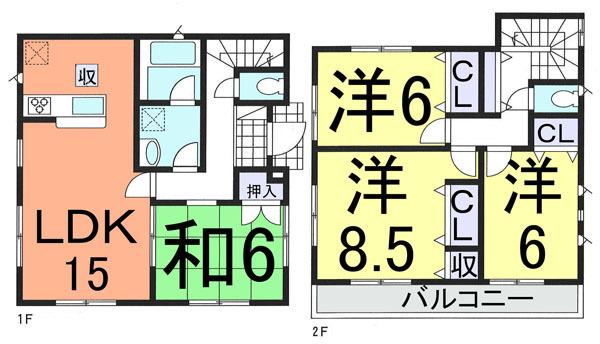 Floor plan. 22.5 million yen, 4LDK, Land area 132.4 sq m , Building area 97.6 sq m