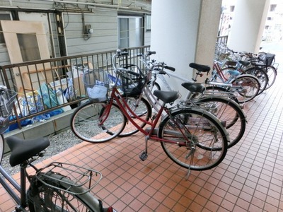 Parking lot. Bicycle parking space.