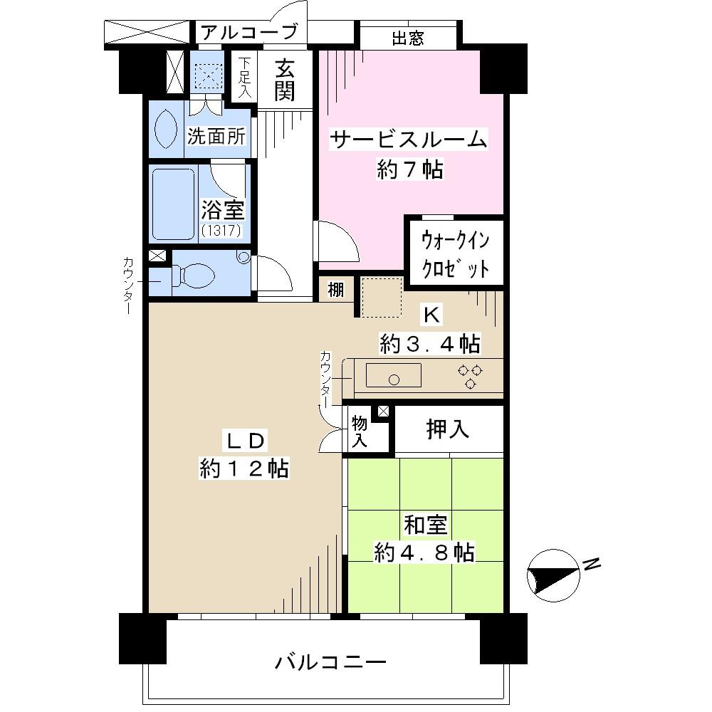 Floor plan. 1LDK + S (storeroom), Price 15.8 million yen, Occupied area 62.39 sq m , Balcony area 9.37 sq m