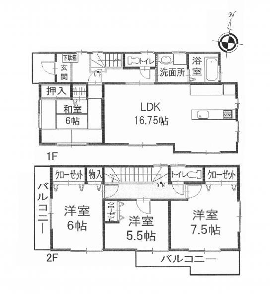 Floor plan. 41,800,000 yen, 4LDK, Land area 133 sq m , Building area 104.75 sq m