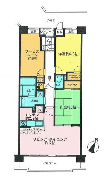 Floor plan. 2LDK+S, Price 23.8 million yen, Occupied area 72.72 sq m , Balcony area 9.38 sq m