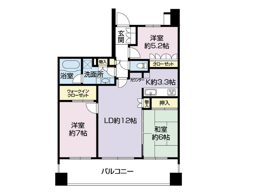 Floor plan. 3LDK, Price 22,800,000 yen, Occupied area 76.41 sq m , Balcony area 17 sq m