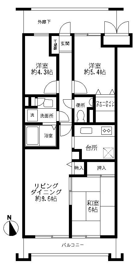 Floor plan. 3LDK, Price 11.3 million yen, Footprint 66 sq m , Balcony area 6.69 sq m