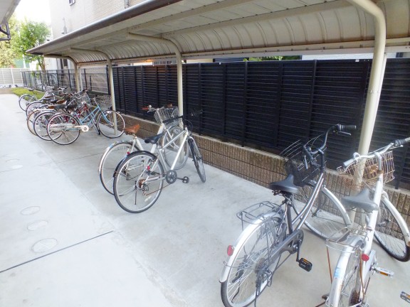 Other Equipment. Bicycle parking lot equipped with roof