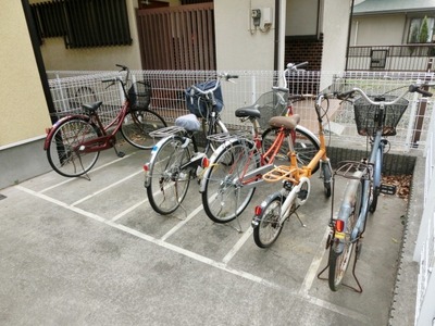 Parking lot. Bicycle parking space. 