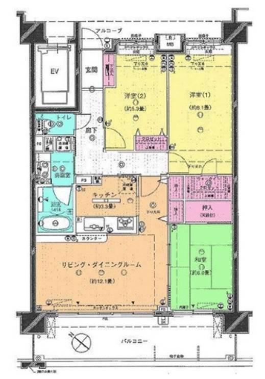 Floor plan. 3LDK, Price 23.8 million yen, Footprint 80.1 sq m , Balcony area 16.2 sq m