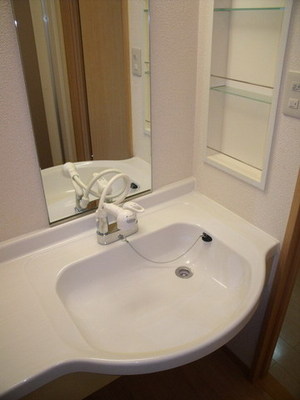 Washroom. Large mirror an attractive shampoo dresser