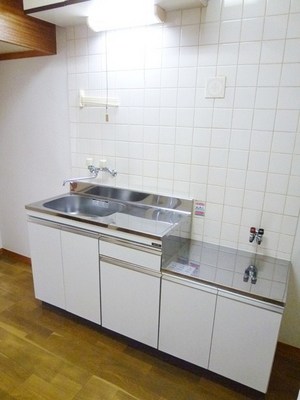 Kitchen. Two-burner gas stove is the definitive kitchen. 