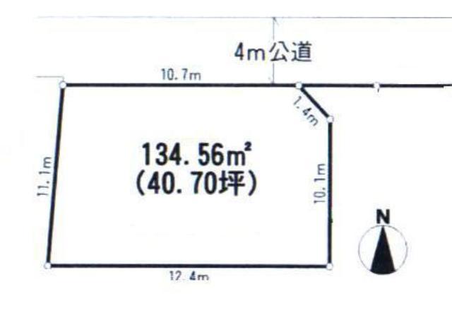 Compartment figure. Land price 12.3 million yen, Land area 134.56 sq m