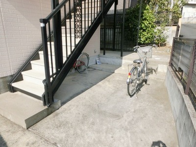 Parking lot. Bicycle parking space.