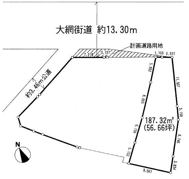 Compartment figure. Land price 12.8 million yen, Land area 187.32 sq m