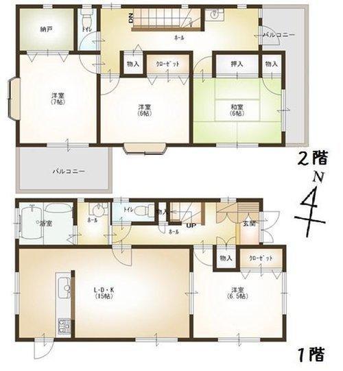 Floor plan. 23.5 million yen, 4LDK+S, Land area 144 sq m , Building area 110.96 sq m all room, South is facing
