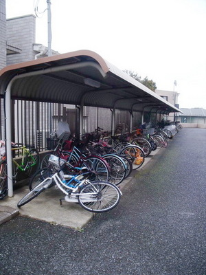 Parking lot. Bicycle shelter