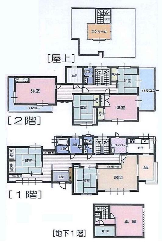 Floor plan. 27.3 million yen, 6LDK + 3S (storeroom), Land area 274.93 sq m , Building area 268.36 sq m