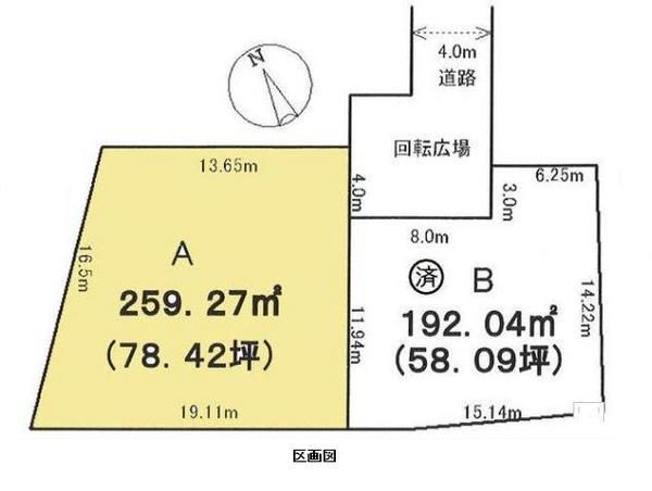 Compartment figure. Land price 12 million yen, Land area 259.27 sq m