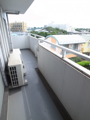 Balcony. A lot of laundry in a wide balcony