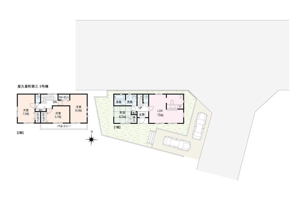 Floor plan. (3 Phase 2 Building), Price 21,800,000 yen, 4LDK, Land area 141.57 sq m , Building area 95.17 sq m