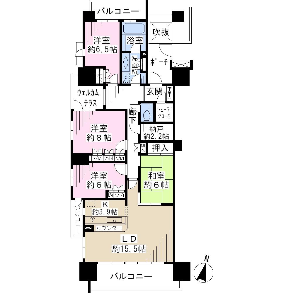 Floor plan. 4LDK + S (storeroom), Price 41 million yen, Footprint 112.13 sq m , Balcony area 26.7 sq m
