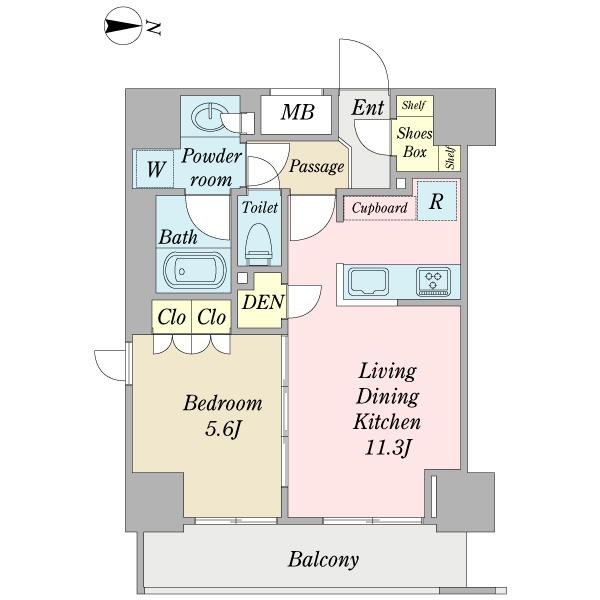 Floor plan. 1LDK, Price 17,990,000 yen, Occupied area 43.24 sq m , Balcony area 6.84 sq m