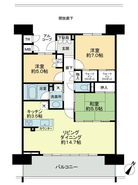 Floor plan. 3LDK, Price 28.8 million yen, Occupied area 80.73 sq m , Balcony area 16.2 sq m floor plan