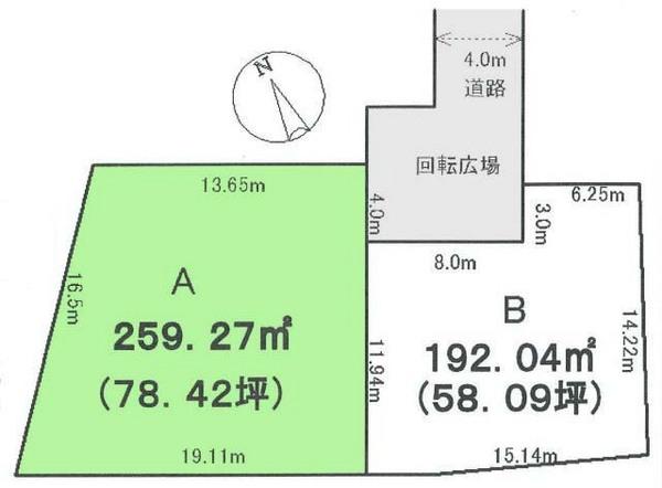 Compartment figure. Land price 12 million yen, Land area 259.27 sq m
