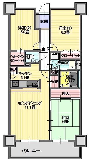 Floor plan. 3LDK, Price 25,800,000 yen, Occupied area 71.19 sq m , Balcony area 10.08 sq m