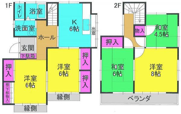 Floor plan. 12.8 million yen, 5DK, Land area 128.5 sq m , Building area 93.56 sq m