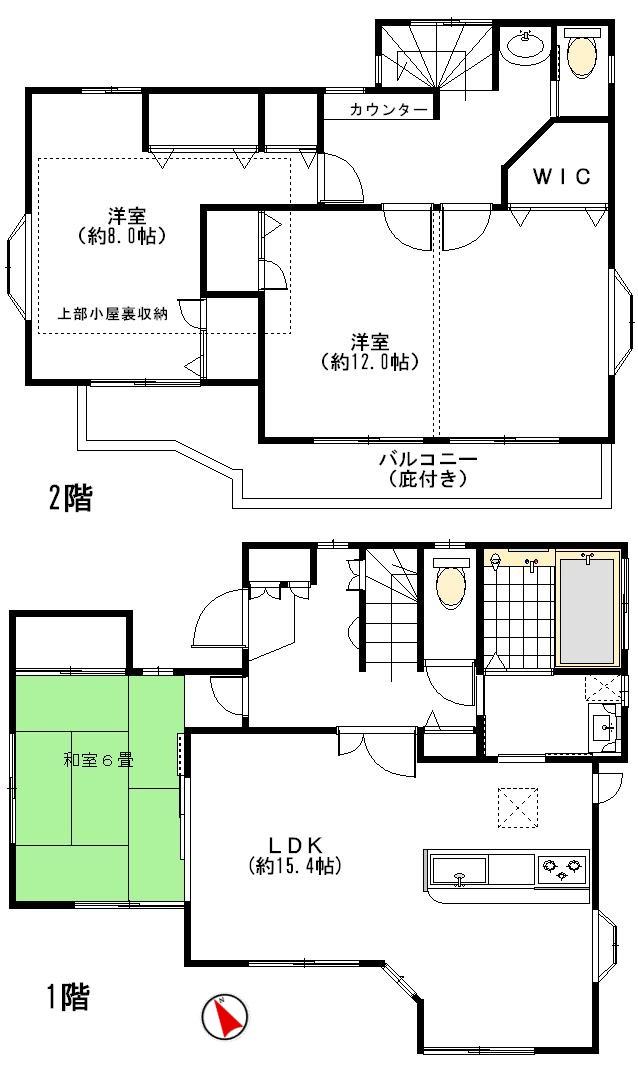 Floor plan. 21,800,000 yen, 4LDK + S (storeroom), Land area 123.41 sq m , Building area 107.01 sq m floor plan