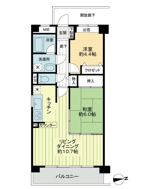 Floor plan. 2LDK, Price 9 million yen, Occupied area 55.75 sq m , Balcony area 7.95 sq m floor plan