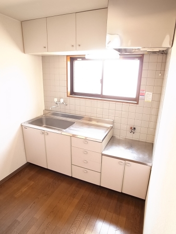 Kitchen. Wide kitchen space is fun dishes.