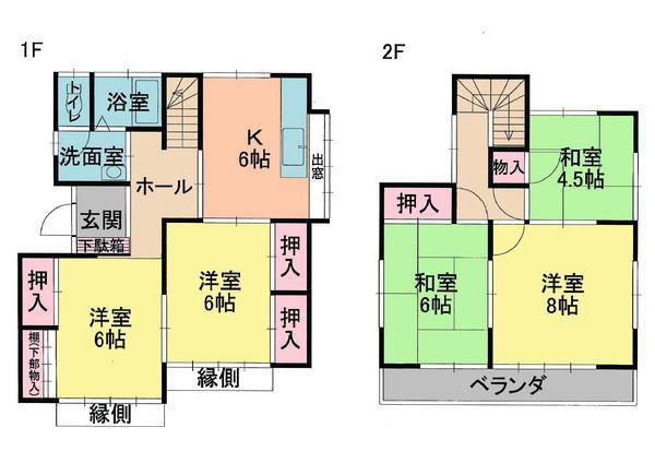 Floor plan. 12.8 million yen, 5DK, Land area 128.5 sq m , Building area 93.56 sq m