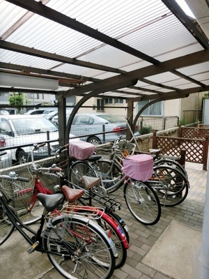 Parking lot. Bicycle Covered.