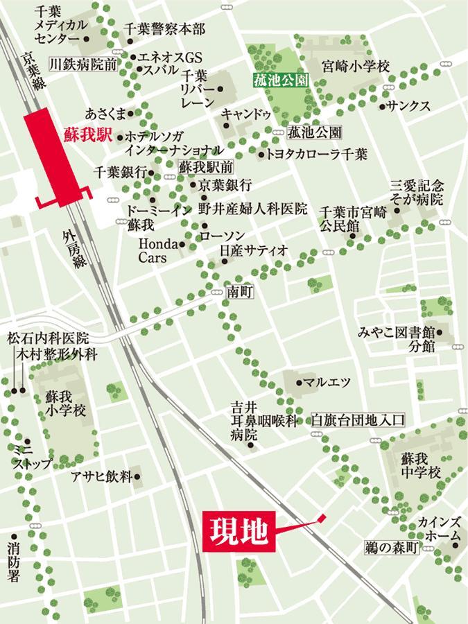 Local guide map.  ■ 10 minutes flat approach from Soga Station ■ Readjustment already orderly streets