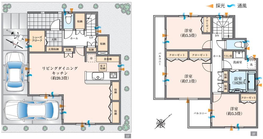 Floor plan. (6 Building), Price 33,800,000 yen, 3LDK, Land area 102.79 sq m , Building area 101.43 sq m