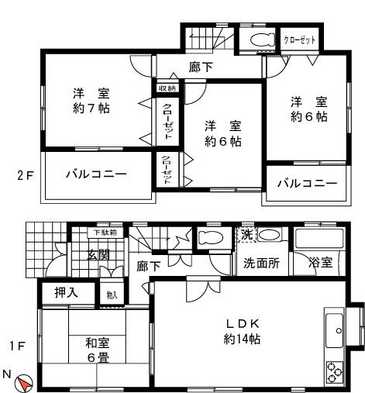 Floor plan. 22 million yen, 4LDK, Land area 225.74 sq m , Building area 95.22 sq m