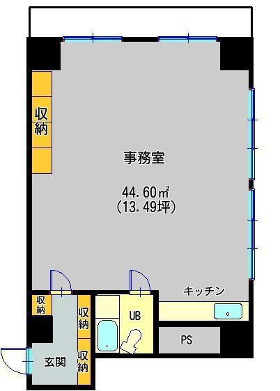 Floor plan. Price 15 million yen, Footprint 44.6 sq m , Balcony area 6.49 sq m