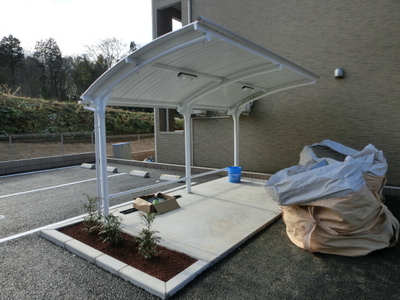 Other common areas. Bicycle parking lot with a roof