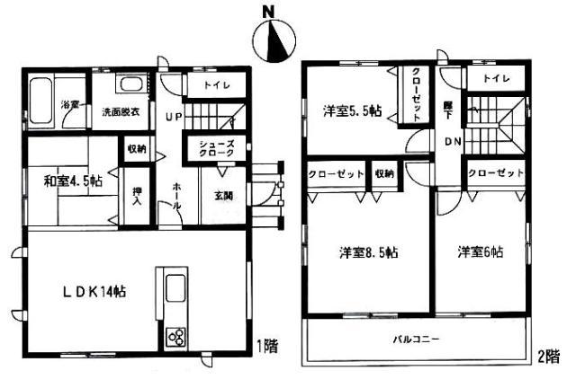 Floor plan. 20.8 million yen, 4LDK, Land area 145.08 sq m , Building area 98.54 sq m