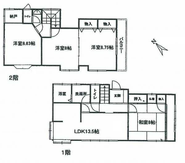 Floor plan. 11.5 million yen, 4LDK, Land area 112.72 sq m , Building area 113.62 sq m