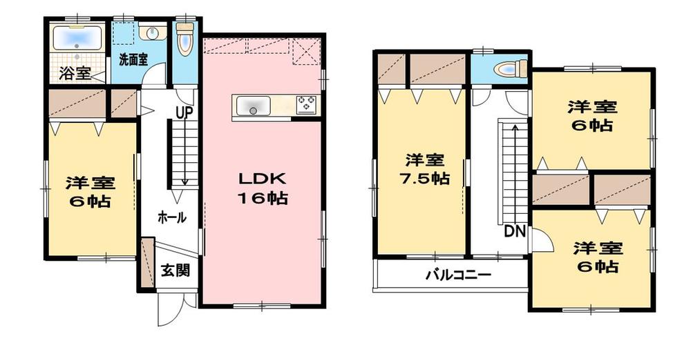 Floor plan. 22,800,000 yen, 4LDK, Land area 193.81 sq m , Building area 99.17 sq m 4LDK + car space two