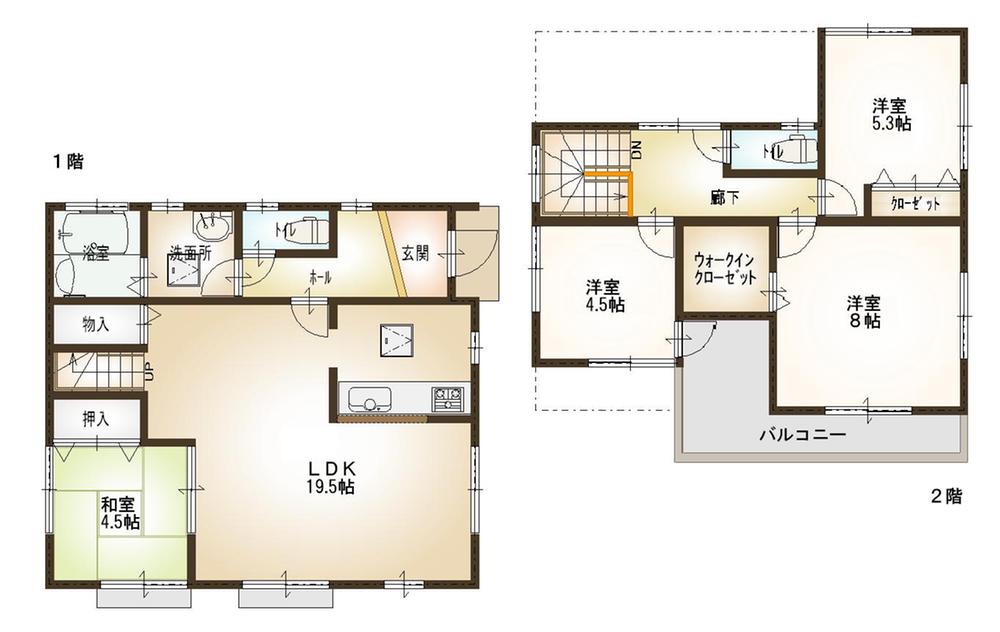 Floor plan. 21,800,000 yen, 4LDK + S (storeroom), Land area 121.03 sq m , Building area 102.67 sq m