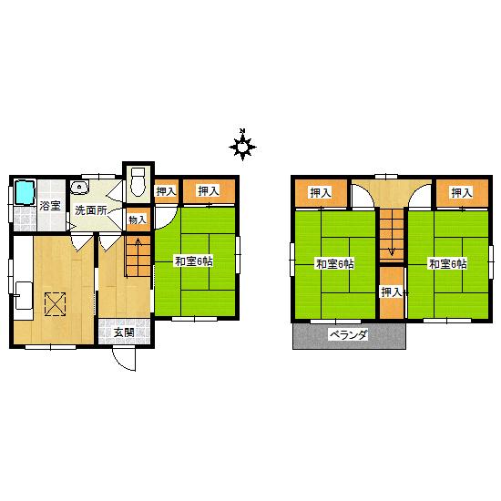 Floor plan. 8.8 million yen, 3DK, Land area 72.28 sq m , Building area 66.24 sq m