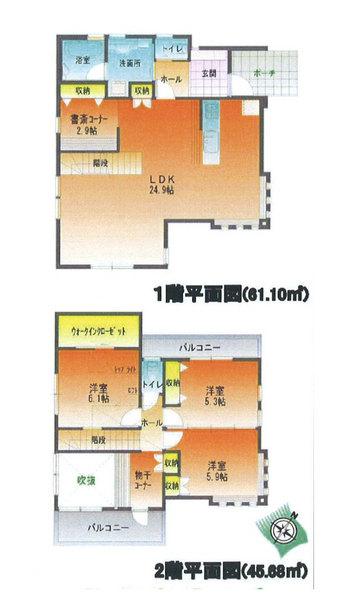 Floor plan. 26.5 million yen, 3LDK, Land area 105.17 sq m , Building area 106.78 sq m