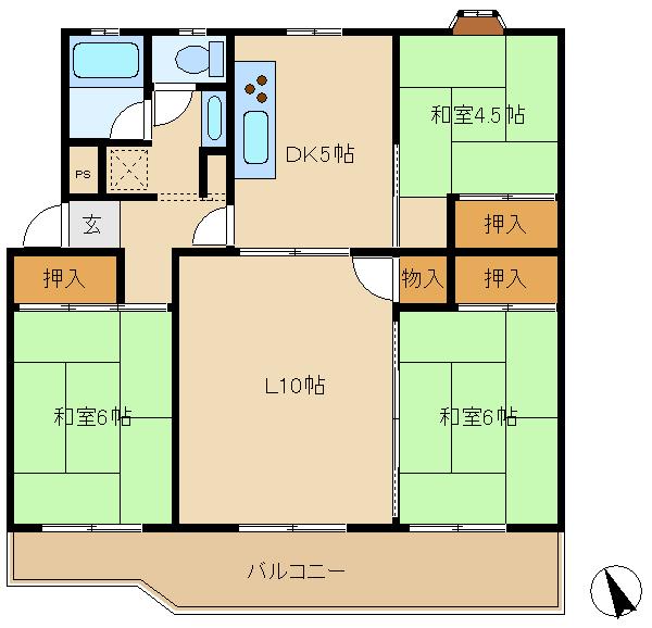 Floor plan. 3LDK, Price 7.3 million yen, Footprint 73.8 sq m , Balcony area 11.43 sq m