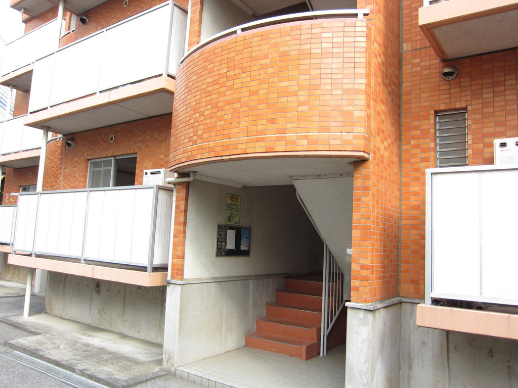 Building appearance. There bicycle parking lot