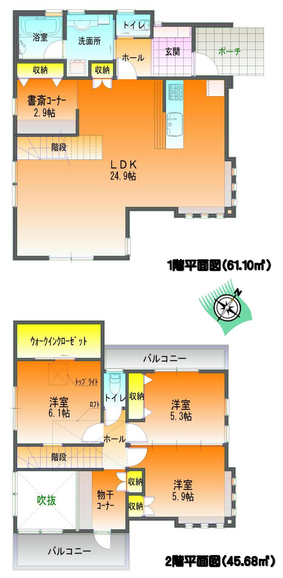 Floor plan. 26.5 million yen, 3LDK, Land area 105.17 sq m , Building area 106.78 sq m