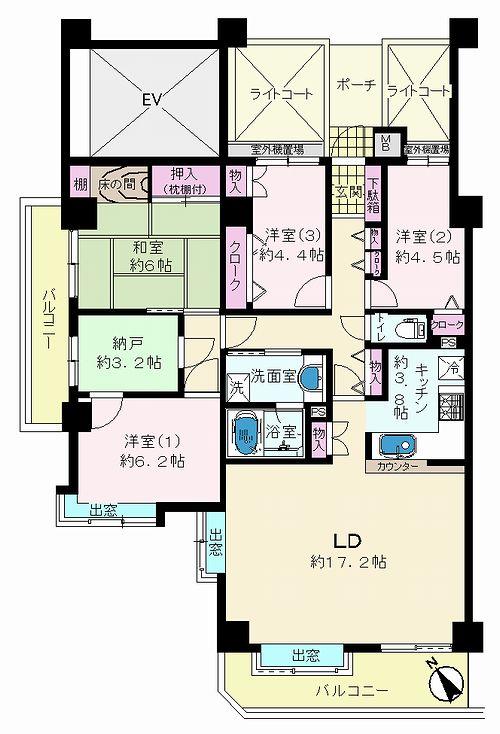 Floor plan. 4LDK, Price 21,800,000 yen, Footprint 103.23 sq m , Balcony area 15.67 sq m
